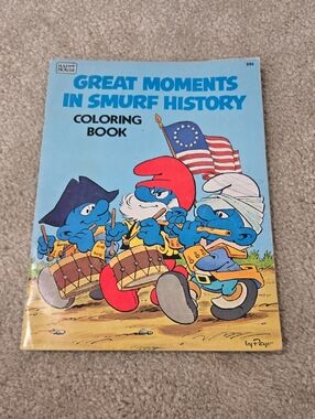 Vtg SMUMURFS - Great Moments In Smurf History Coloring Book [Happy House] (1982)